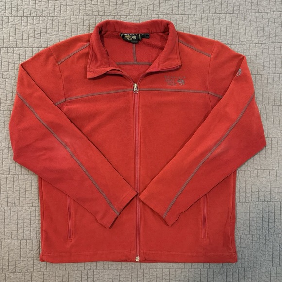 Mountain Hardwear Jacket Men Large Red Microchill Fleece Full‎ Zip Outdoors Hike - Picture 1 of 16